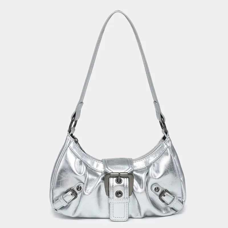 Retro Y2K Leather Shoulder Bag Women's Vintage Hobo Purse