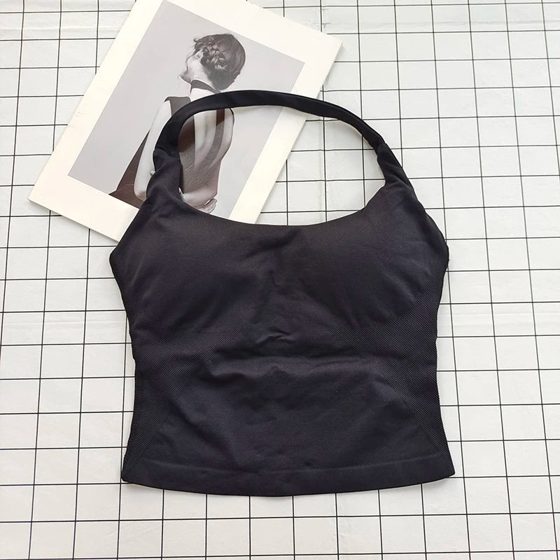 Women's Halter Neck Sports Bra Crop Top with Padding