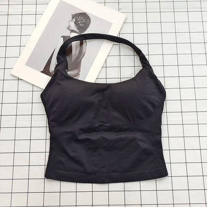 Women's Halter Neck Sports Bra Crop Top with Padding