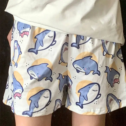 Women's Cartoon Print Lounge Shorts – Cute Floral & Animal Pattern Sleep Pants