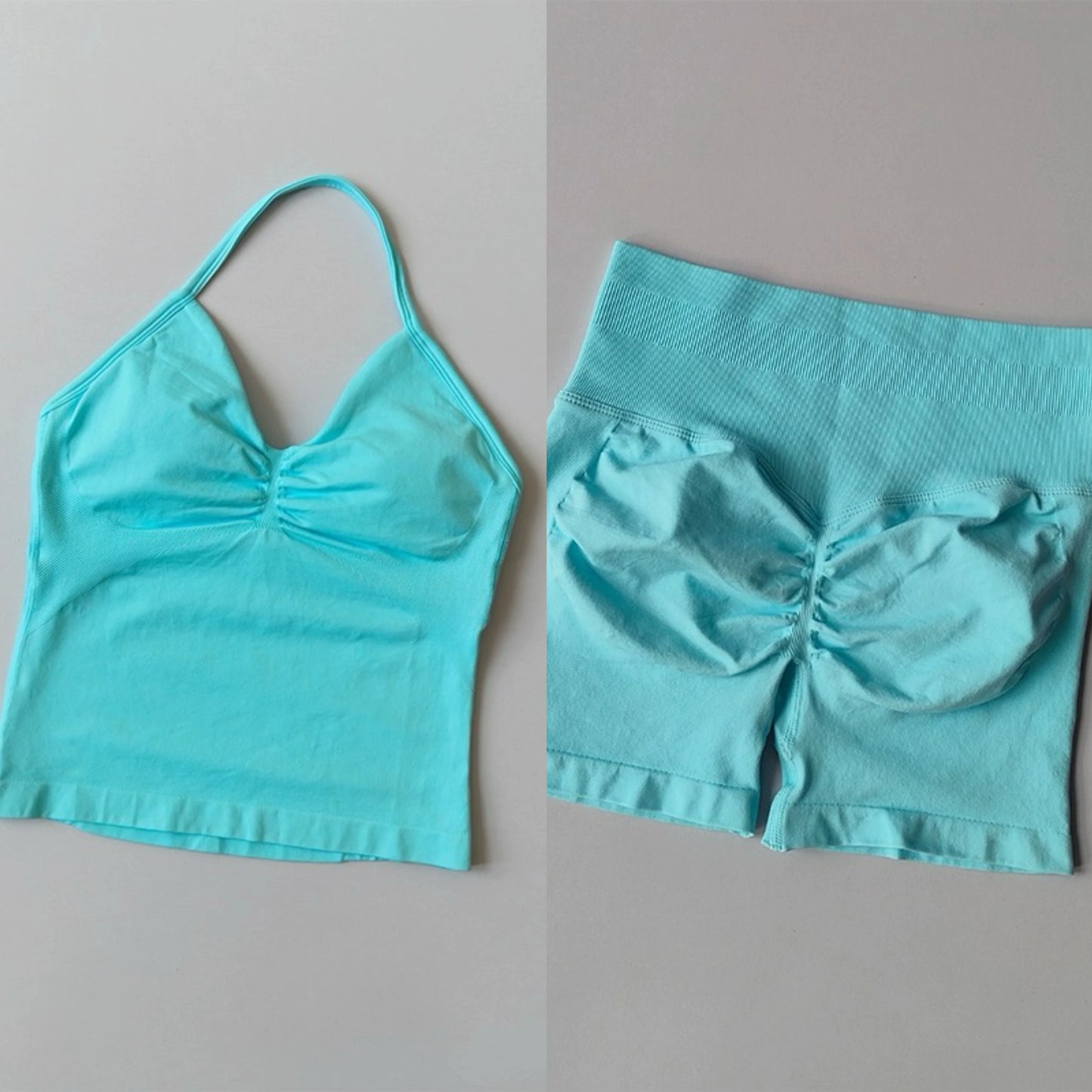 Women's Halter Neck Sports Bra & Shorts Set