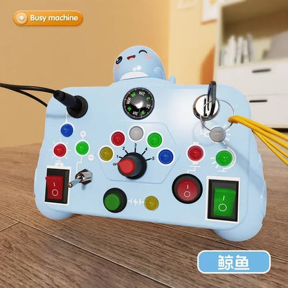 Montessori Busy Board – LED Light Switch Sensory Toy for Kids