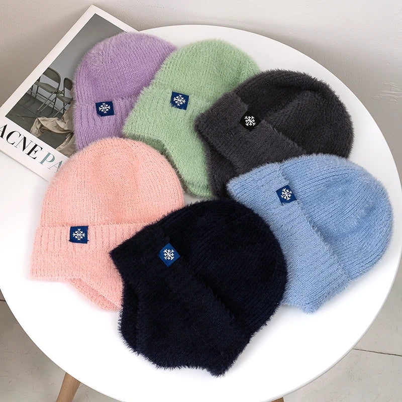 Women's Earflap Beanie – Faux Fur Knit Winter Hat