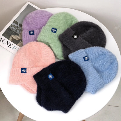 Women's Earflap Beanie – Faux Fur Knit Winter Hat