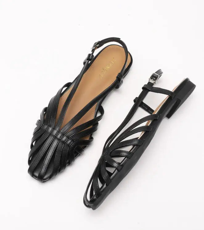 Women's Flat Sandals – Multi-Strap Cage Design Dress Shoes