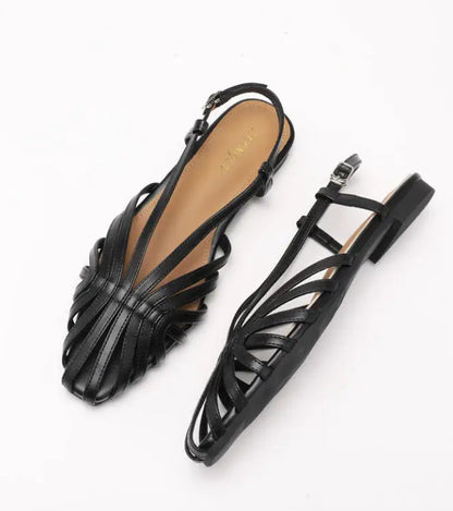 Women's Flat Sandals – Multi-Strap Cage Design Dress Shoes