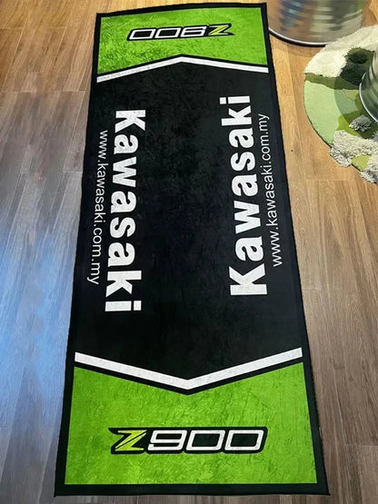 Kawasaki Motorcycle Area Rug Anti-Slip Floor Mat for Garage & Home Decor