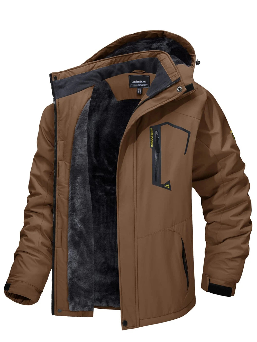 Men's Fleece-Lined Mountain Jacket – Removable Hood Hiking Coat