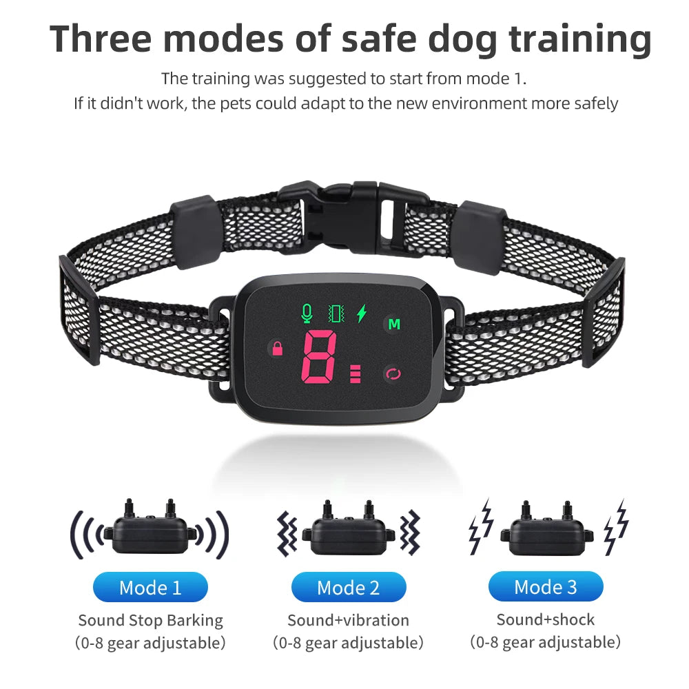 Anti-Bark Dog Collar – Smart Automatic Bark Stopper with HD Display