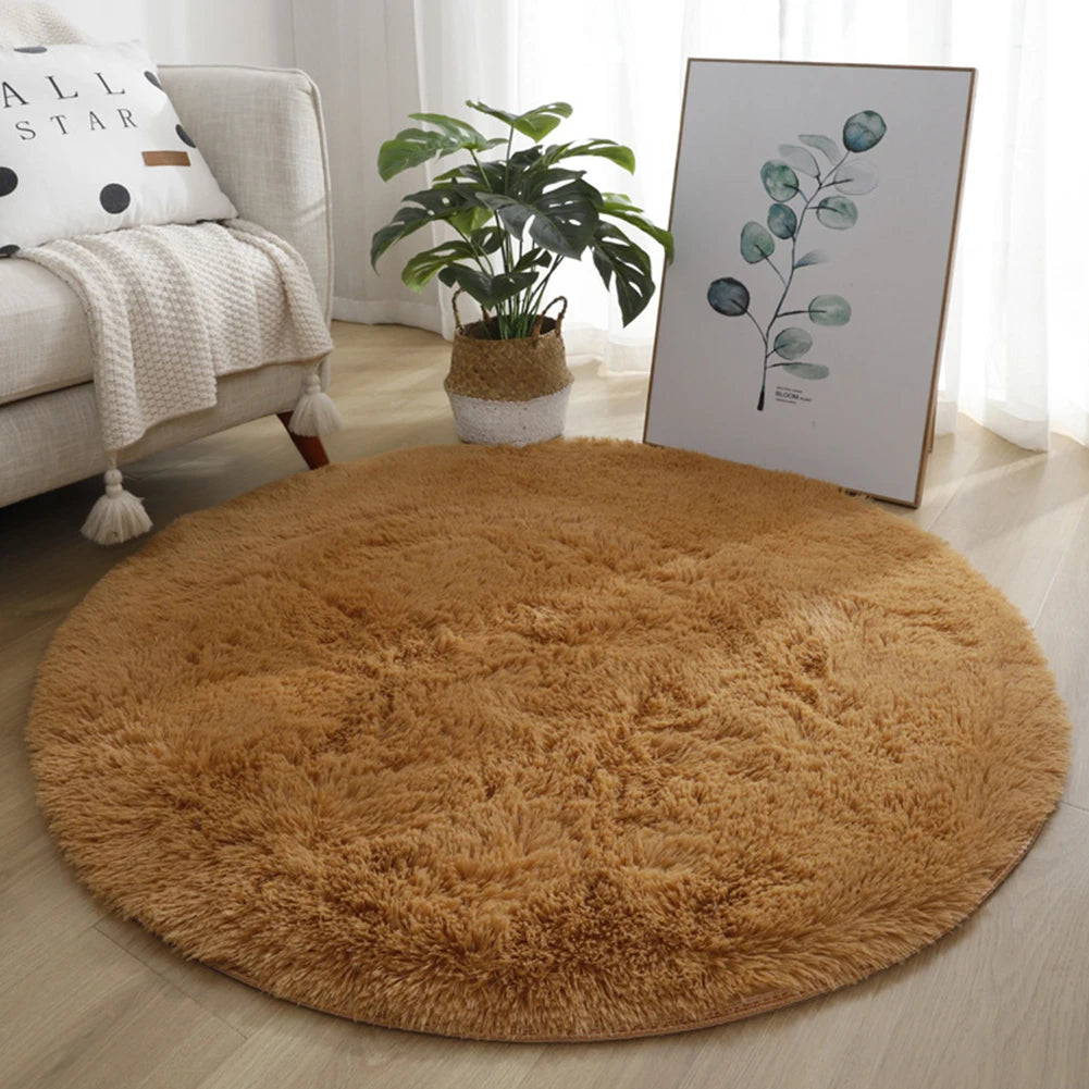 Round Shaggy Rug – Super Soft Fluffy Carpet for Living Room & Bedroom