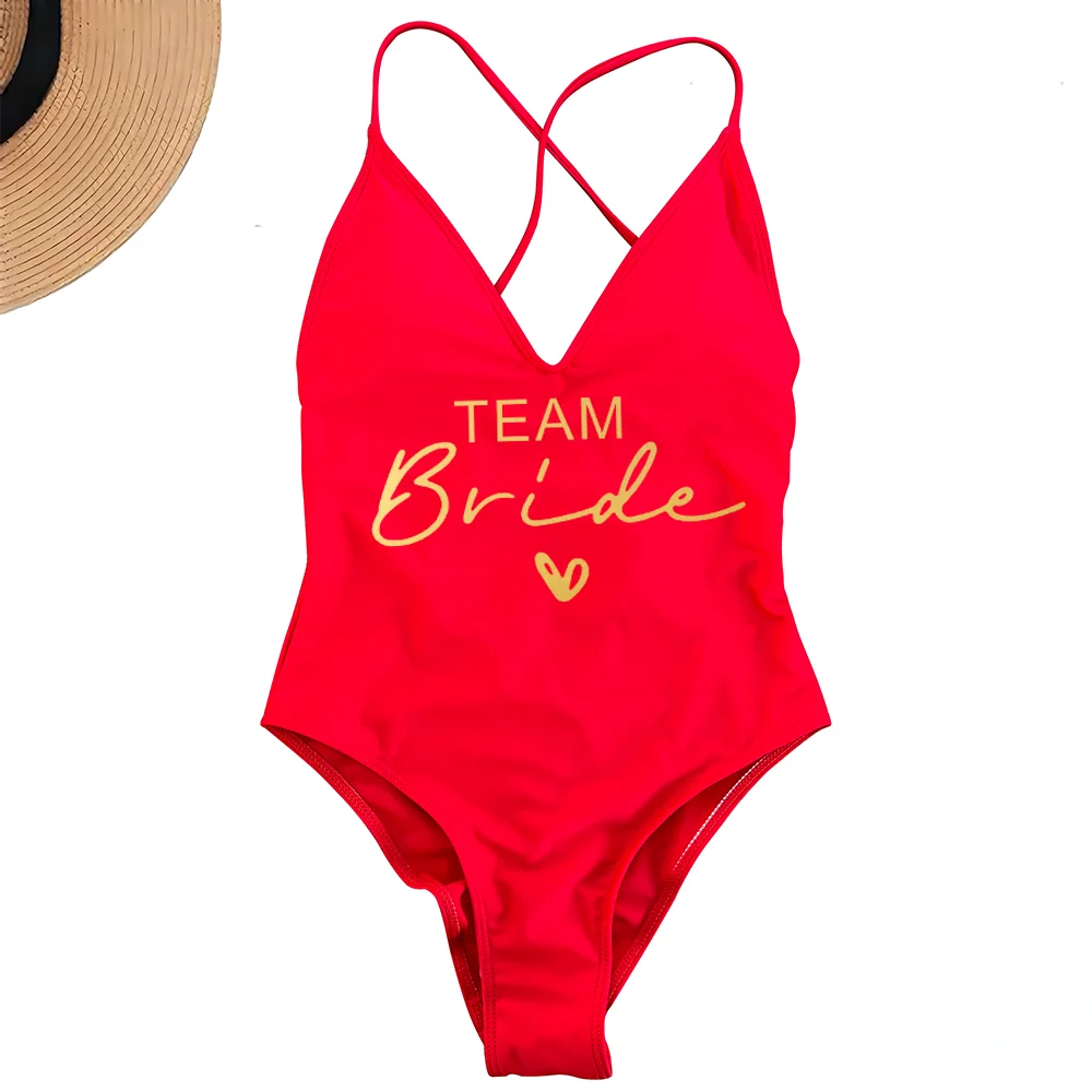 Team Bride One-Piece Swimsuit – Padded Bachelorette Bathing Suit