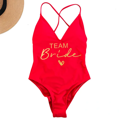 Team Bride One-Piece Swimsuit – Padded Bachelorette Bathing Suit