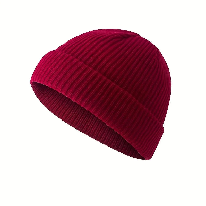 Solid Color Knit Beanie for Men & Women – Warm Winter Skull Cap