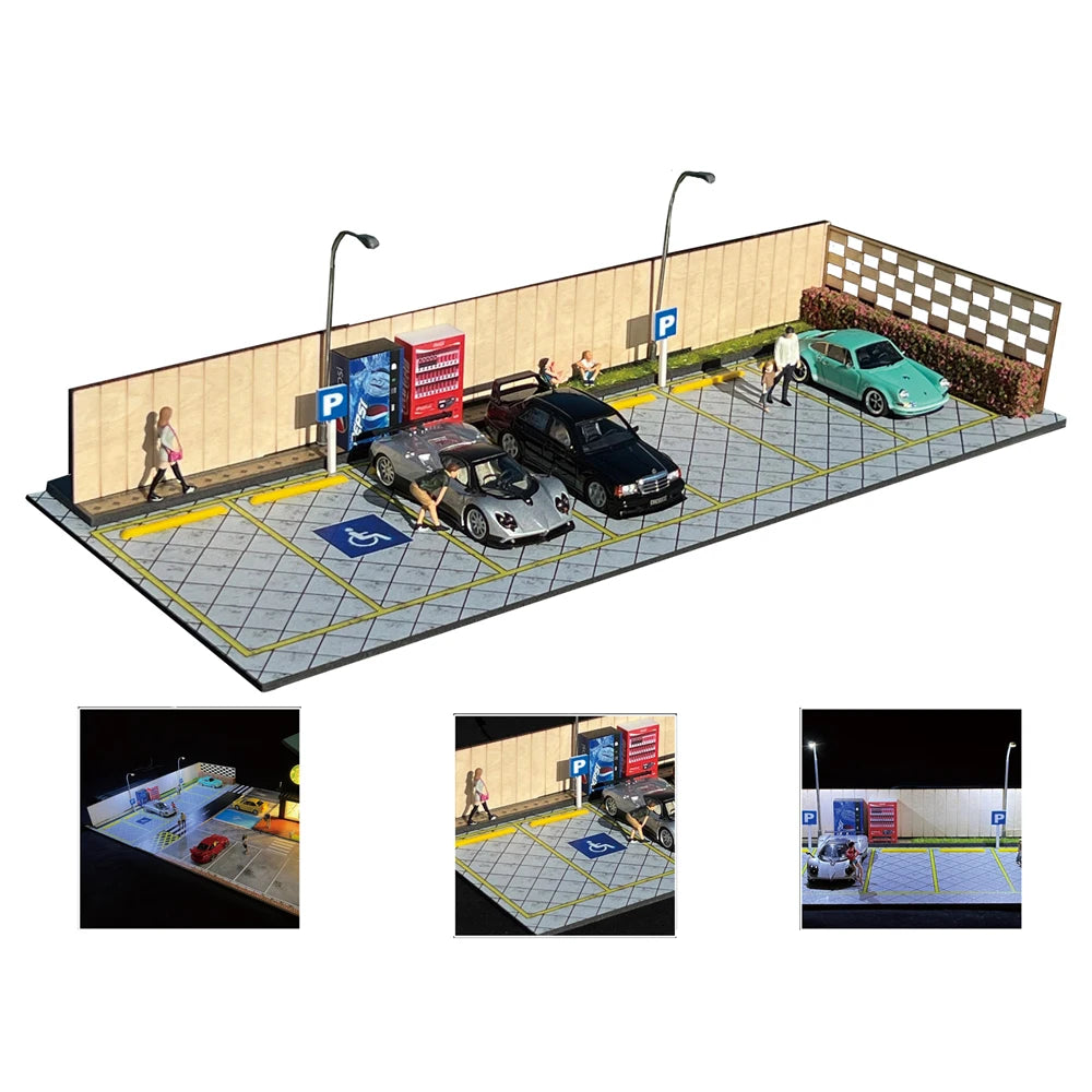 G-Fans 1/64 Scale Parking Lot Diorama Scene with LED Light