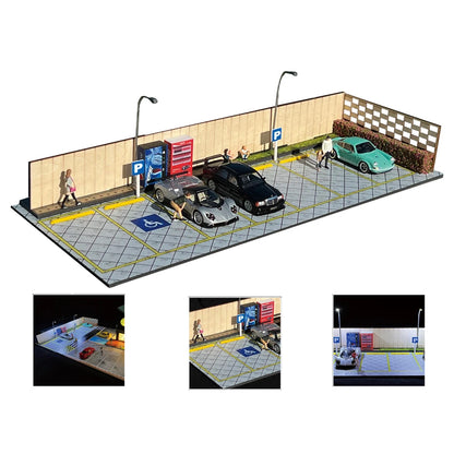 G-Fans 1/64 Scale Parking Lot Diorama Scene with LED Light
