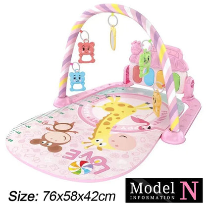 Baby Fitness Stand Music Play Gym Activity Toys Newborn Piano Crawling Blanket Pedal Game Pad Early
