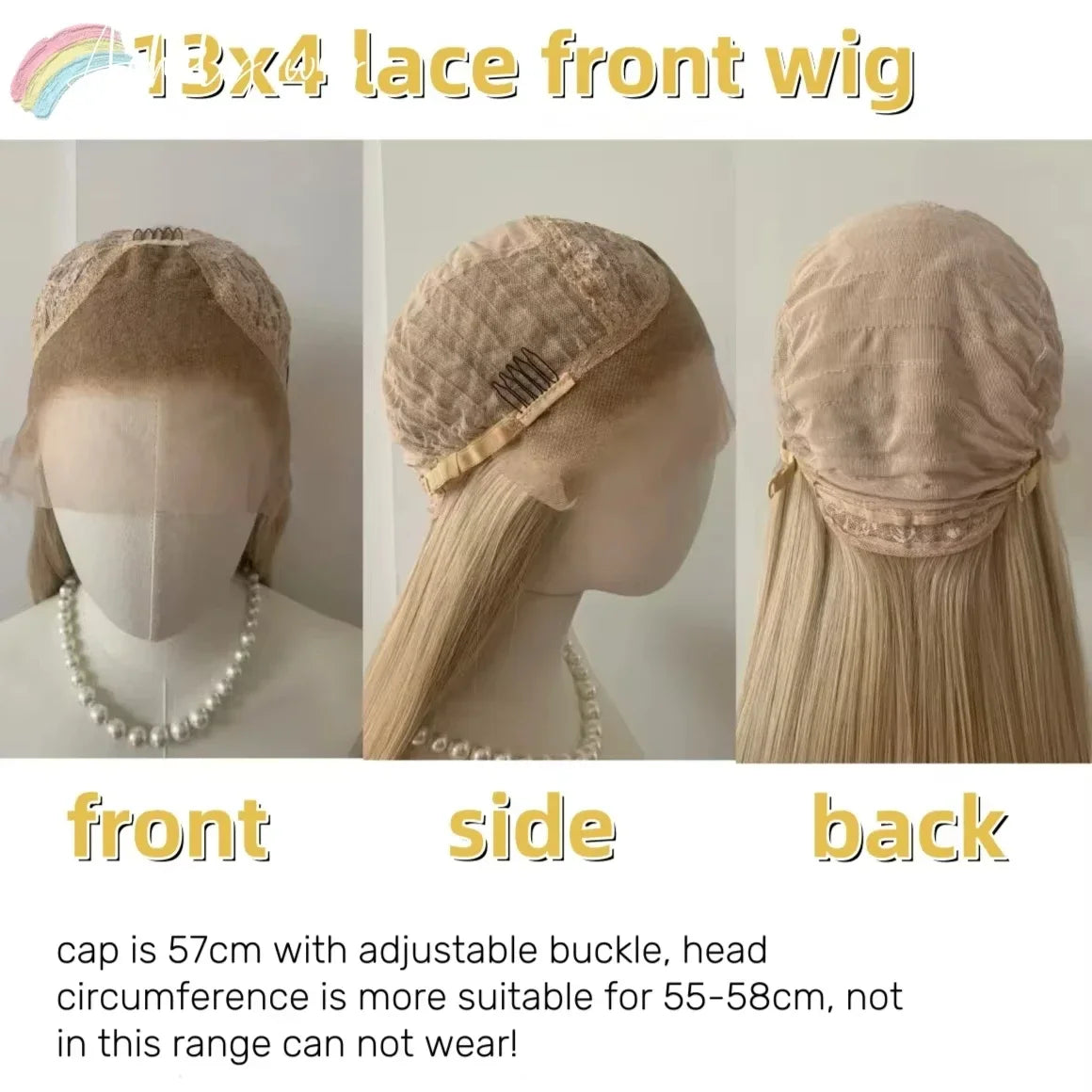 Light Pink Wig Women 13x4 Lace Front 26inch Long Straight Synthetic Wigs Soft Natural Heat-Resistant