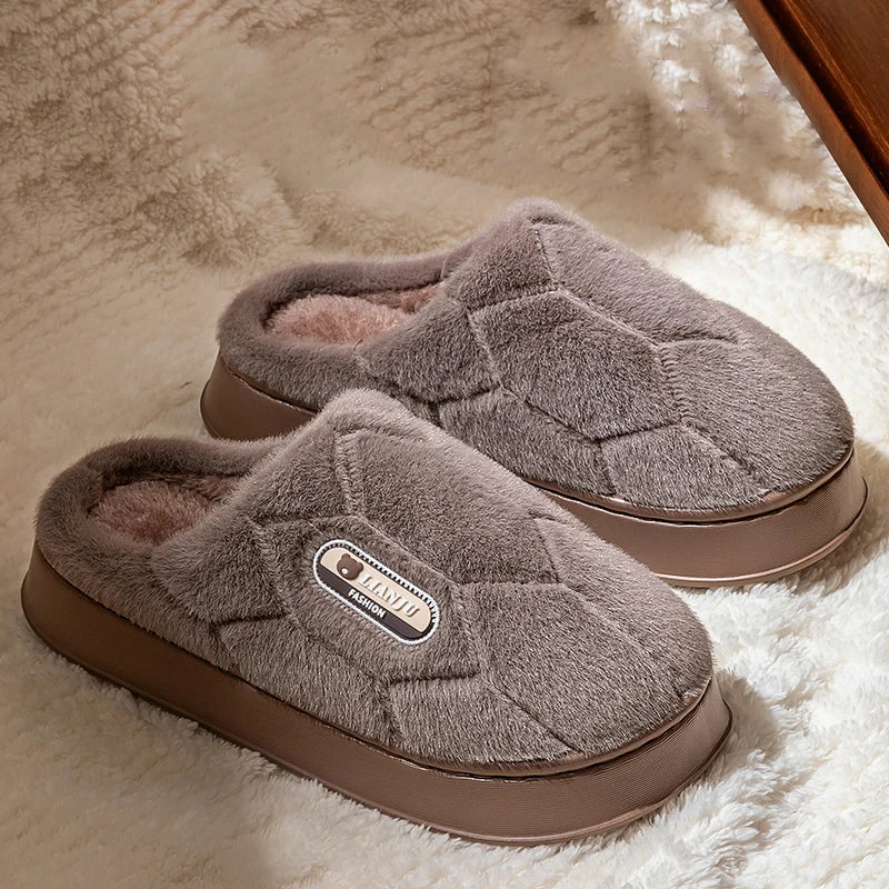 Trend Winter Couple Indoor Non-Slip Men Women Flip Flops Warm Slippers Home Slides Casual Bedroom