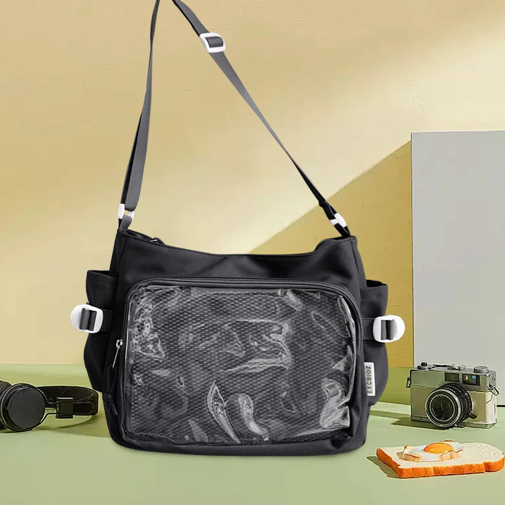 Japanese Ita Bag Women's Shoulder Purse with Clear Window & Multi-Pockets