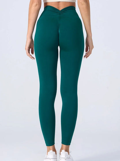 Seamless High-Waist Leggings – Peach Hip Lift V-Fold Fitness Pants