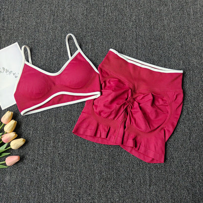 Seamless Yoga Set Women 2-Piece Sports Bra & Booty Shorts