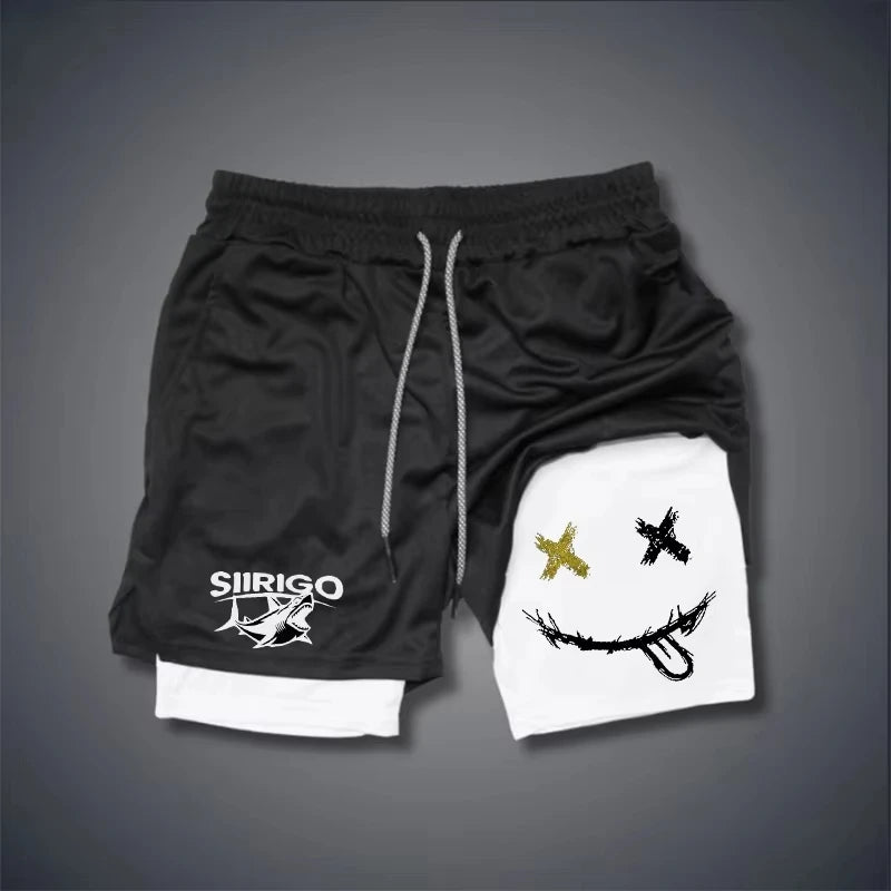 Men's 2-in-1 Graphic Fitness Shorts – Quick-Dry Training Shorts