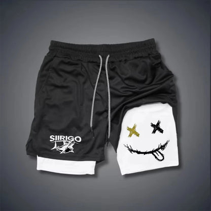 Men's 2-in-1 Graphic Print Fitness Shorts – Quick Dry Training