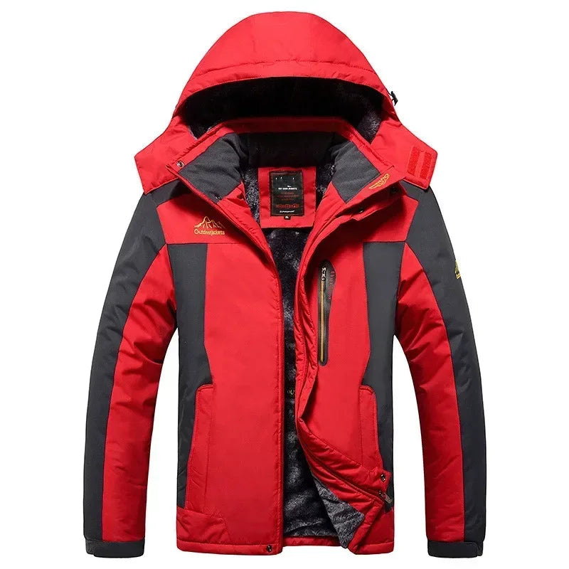 Men's Plus Size Winter Parka – Thick Fleece Hooded Waterproof Coat