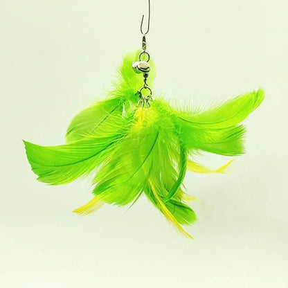 Suction Cup Bird Feather Cat Wand Toy – Interactive Kitten Hunting Toy with Bell