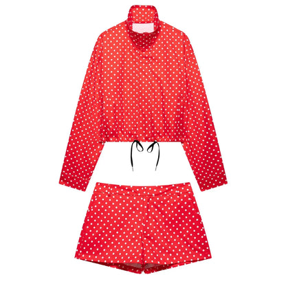 Women's Polka Dot Jacket & Shorts Set