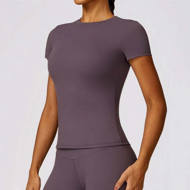 Women's Slim Fit Sports T-Shirt Short Sleeve Yoga Gym Top