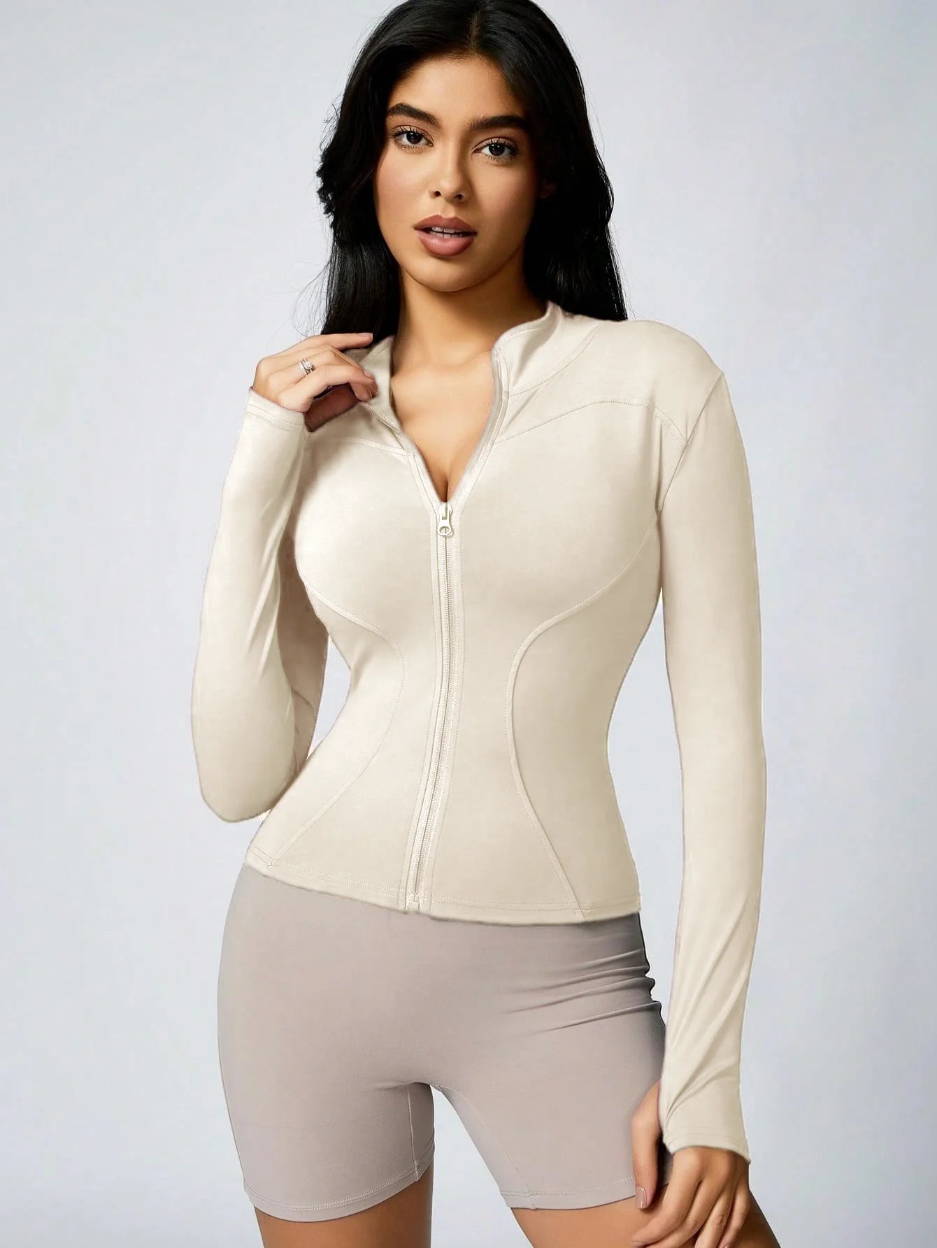 Women's Zip-Up Sports Jacket – Slim Fit Athletic Top