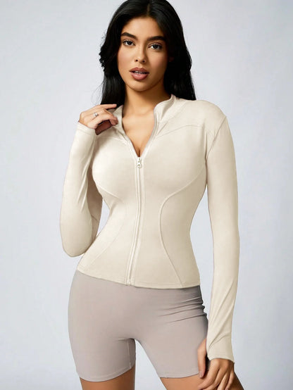 Women's Zip-Up Sports Jacket – Slim Fit Athletic Top