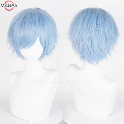 Anime 30cm Short Straight Cosplay Wig Black White Green Brown Purple Blue Gray Red Gold Man Women
