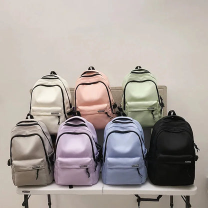 Large Capacity Student Backpack – Solid Color Travel School Bag