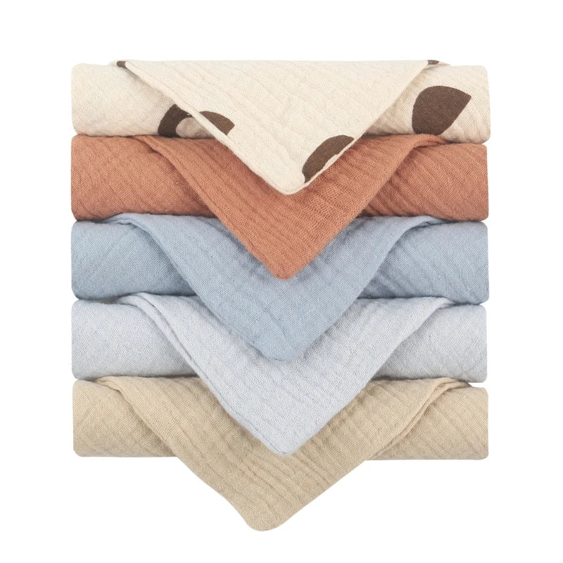 Baby Muslin Washcloths 5-Pack – Soft Gauze Cotton Face Towels