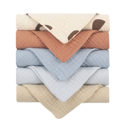 Baby Muslin Washcloths 5-Pack – Soft Gauze Cotton Face Towels