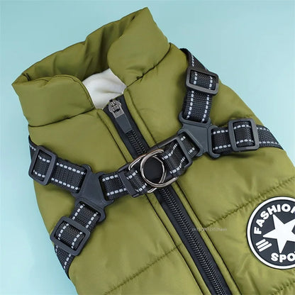 Dog Winter Jacket with Harness – Waterproof Warm Coat Vest