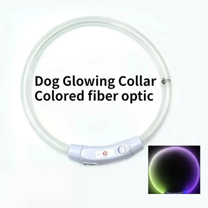LED Fiber Optic Dog Collar – Rechargeable Glowing Safety Collar