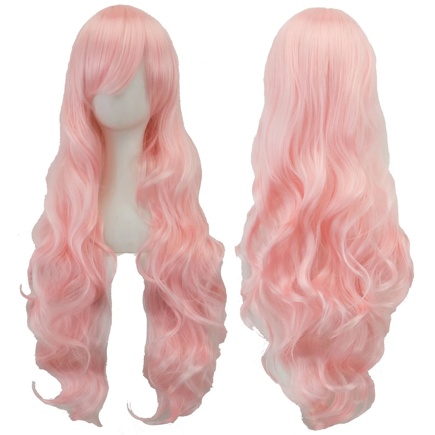 Soowee Curly Long Synthetic Hair Green Wig Hairpiece Pink Black Party Cosplay Wigs Women