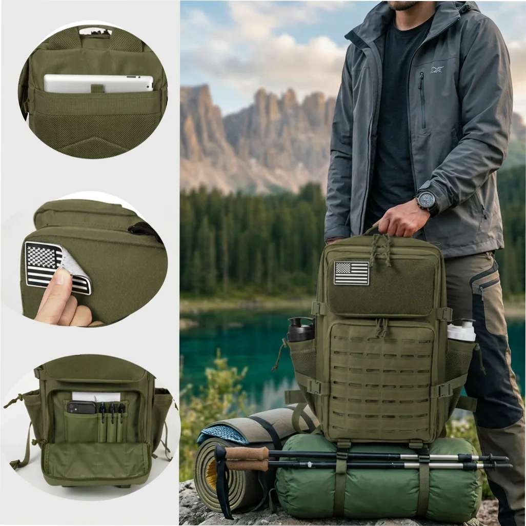 45L Tactical Backpack – MOLLE Hiking & Camping Bag for Men
