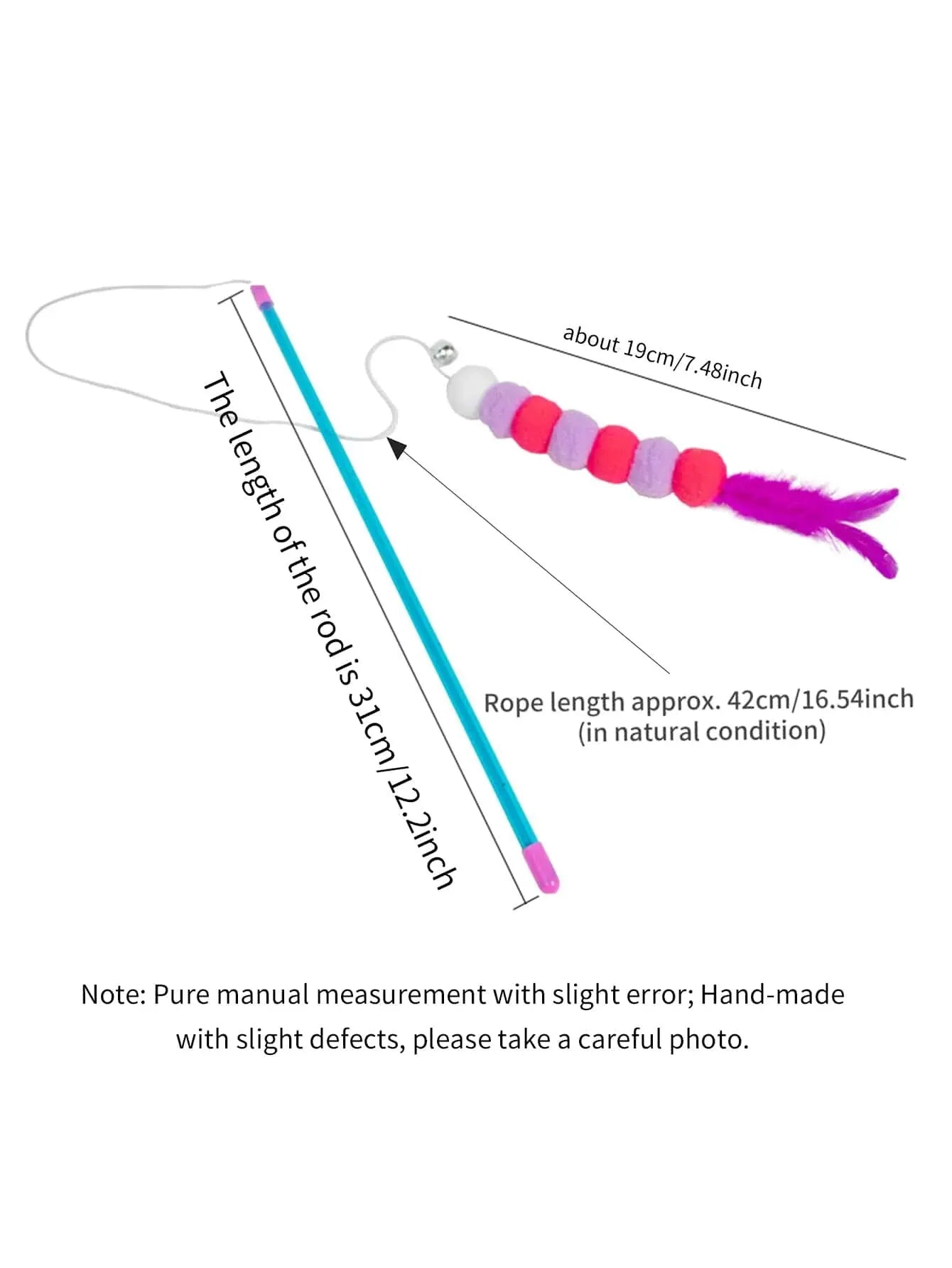 Cat Wand Toy – Elastic String Faux Fur Bug Teaser Stick
