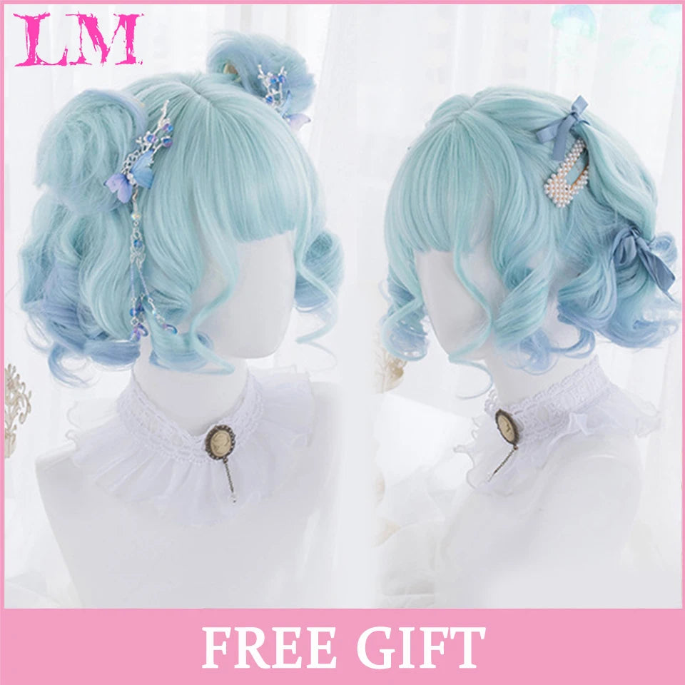 Lm Cosplay Wig Bangs Synthetic Straight Hair 24 Inch Long Heat-Resistant Pink Women