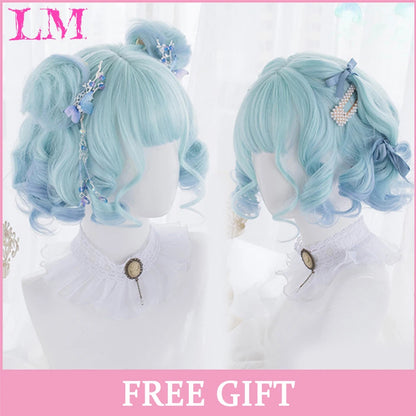 Lm Cosplay Wig Bangs Synthetic Straight Hair 24 Inch Long Heat-Resistant Pink Women