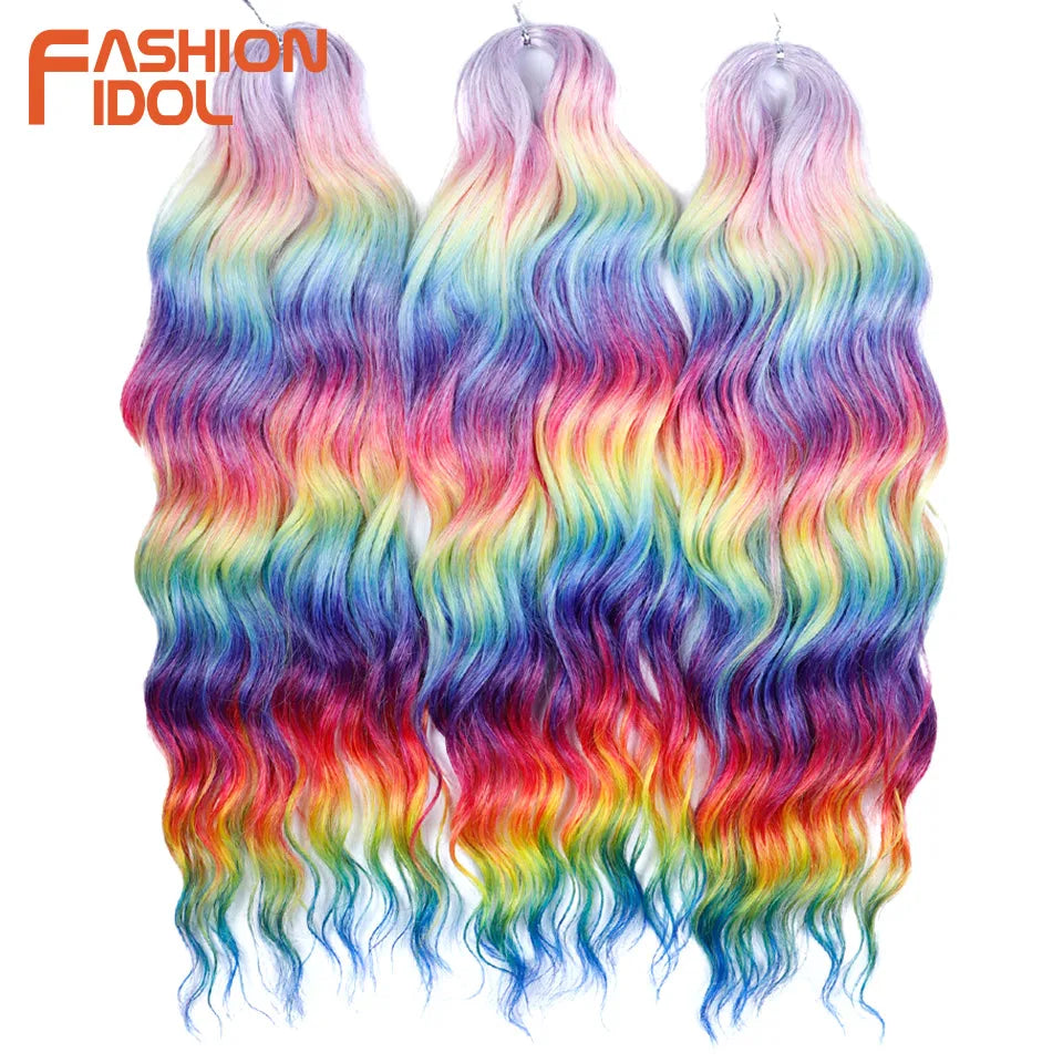 Anna 24 Inch Synthetic Hair Water Wave Braiding Extensions Ombre Blonde Deep Afro Curl Twist Crochet