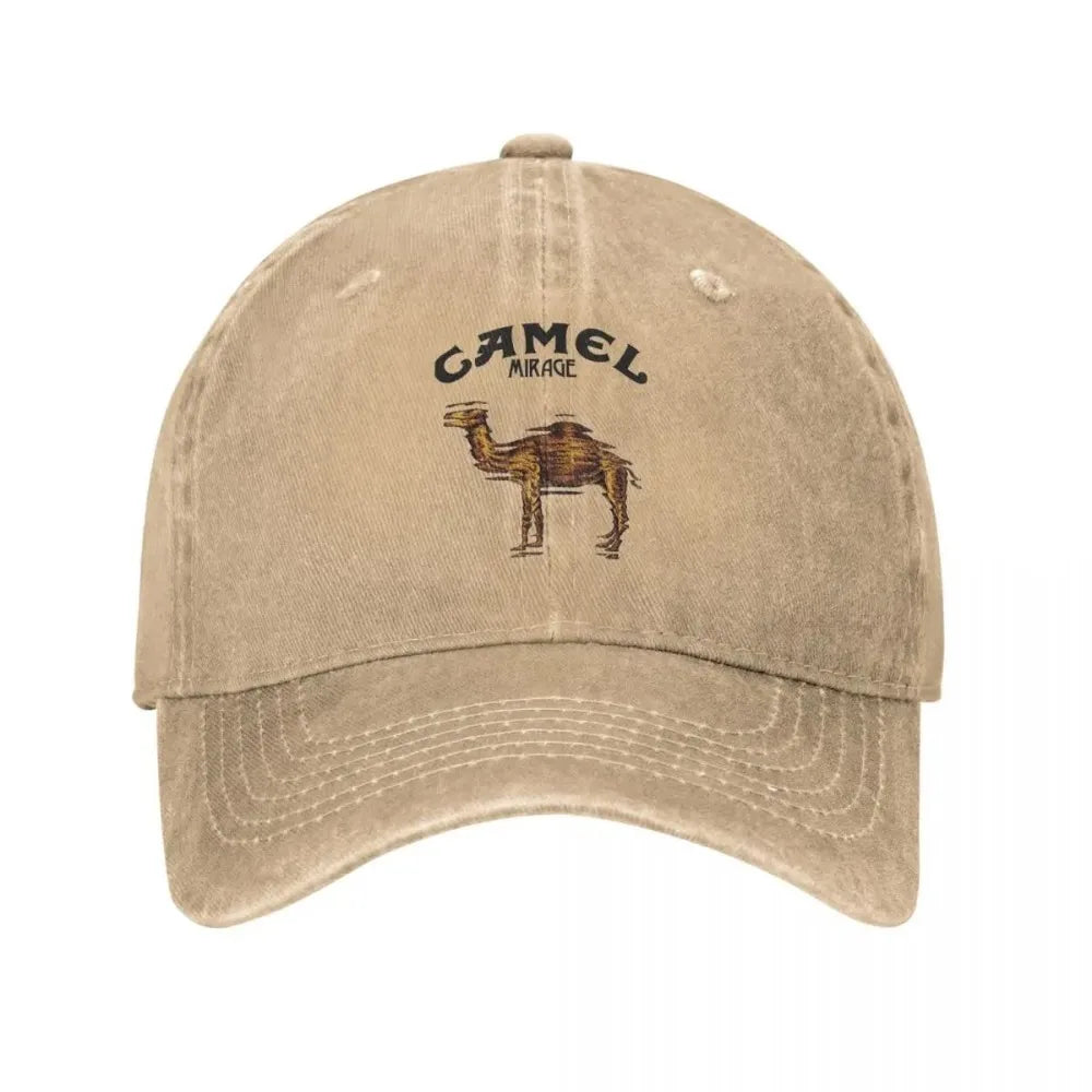 Camel Print Distressed Trucker Hat – Vintage Washed Cap