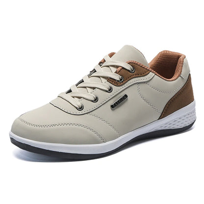 Men's Waterproof Leather Sneakers – Non-Slip Casual Walking Shoes