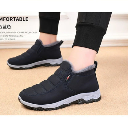 Men's Winter Ankle Boots – Fleece-Lined Slip-On Warm Shoes