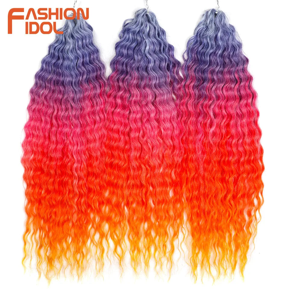Idol 300g 22 Inch Ariel Curl Hair Water Wave Twist Crochet Synthetic Ombre Rainbow Color Braiding