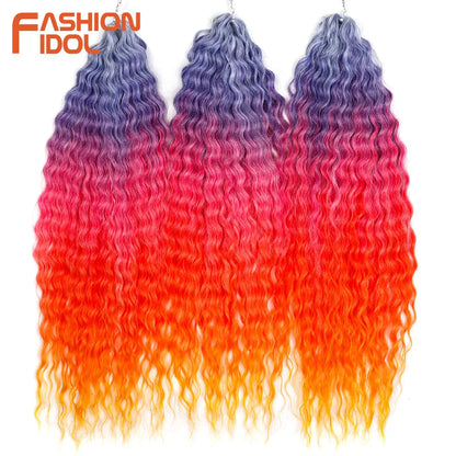 Idol 300g 22 Inch Ariel Curl Hair Water Wave Twist Crochet Synthetic Ombre Rainbow Color Braiding